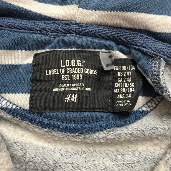 🎉3 For 15$🎉 Blue And White Stripes Zipper Hoodie Size 4T - Picture 4 of 6